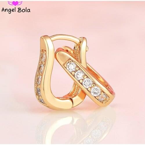 Dangle Earrings Women Wedding Jewelry Fine Cute Earring Gifts New Arrivals 585 Gold white color Round Natural Zircon