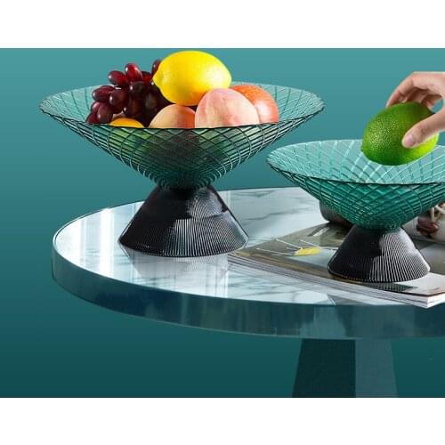 European-style Green Grid Fruit Plate Large Capacity Household Living Room Storage Tray Snacks Candy Tray Luxury Home Decoration