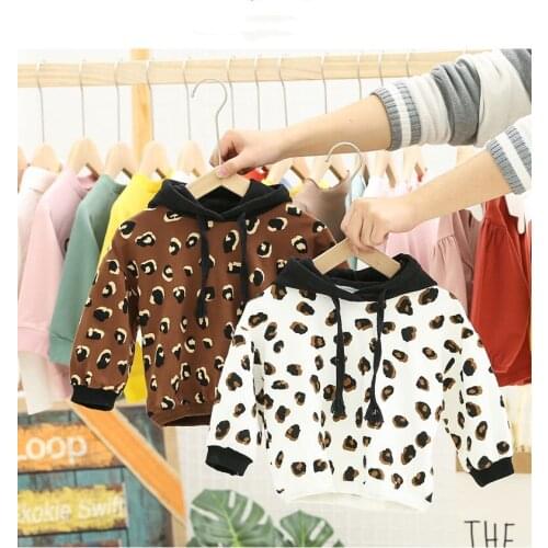 Boys Girls Sweatshirts Spring Autumn Cartoon Cotton Tops Children Baby Long Sleeve Hoodies Leopard Print Children Clothes