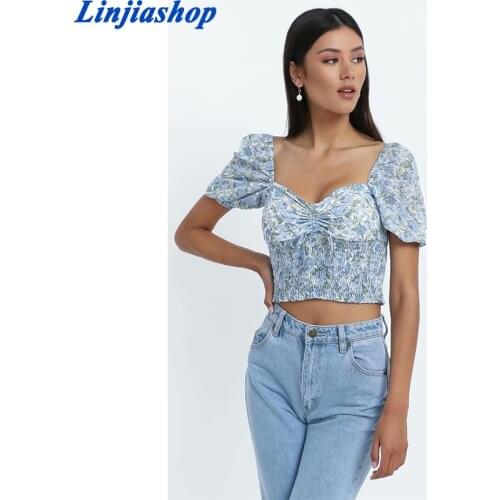 France Blue Women Top Chic Front Print Camis Harajuku Sexy Women Vintage Mujer Tank Top