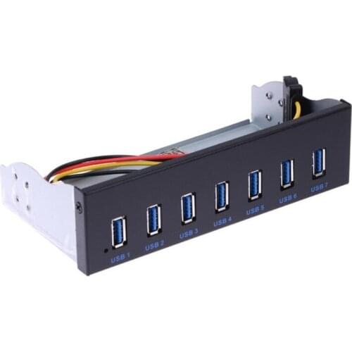 USB 3.0 Front Panel Hub, Optical Drive 5.25-inch Panel Computer Expansion Board,7 Ports USB 3.0 Hub for Computer Case