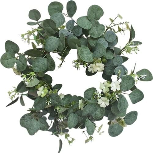 Eucalyptus Leaves Wreath,Artificial Four Leaf Clover Wreath for Festival Front Door,Window and Farmhouse Decoration