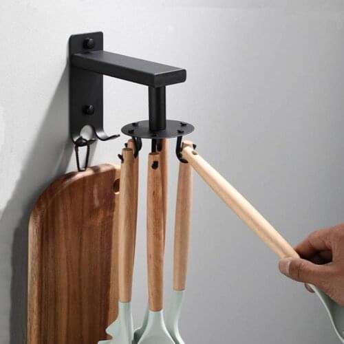 Rotating Hook, 6 Hooks, Creative and Space Saving, Used for Kitchen and Bathroom Hooks, Retractable Shelves, Aluminum Products