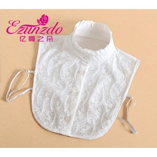 Embroidery Birds Collar Shirt Fake Collar Removable Peto Women Girls Doll Detachable Fake Collar Ruffles Lapel Shawl Shoulder Wr