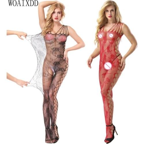 Women lingerie costumes Voile Mesh See Through Fishnet Babydoll Sexy costumes Woaixdd Underwear Teddies dress Crotchless toy