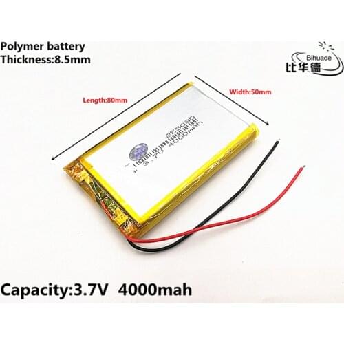 1pcs/lot Good Qulity 3.7V,4000mAH,855080 Polymer lithium ion / Li-ion battery for TOY,POWER BANK,GPS,mp3,mp4