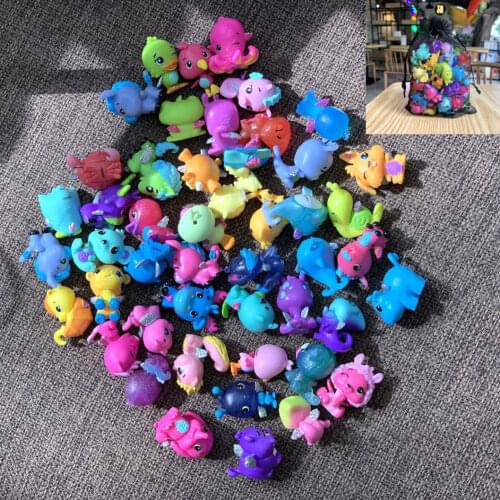 Random 10/20Pcs PVC Cute Cartoon Mini Dolls Fish Horse Squinkies Penguin Pet Animal Miniature Figure Toys Kids Gift No Repeat