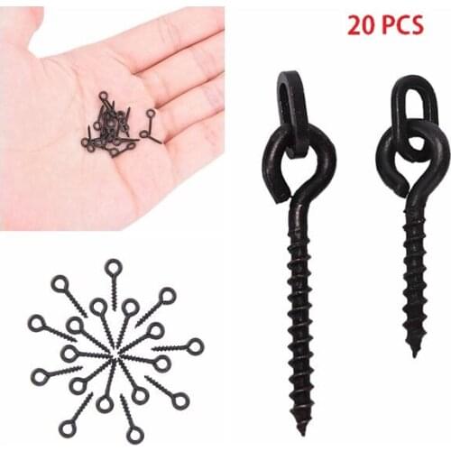 20 Pcs Screw Peg with Ring Swivel D-Rig Chod Rig Terminal Tackle Bait Holder Screw Carp Fishing Accessories