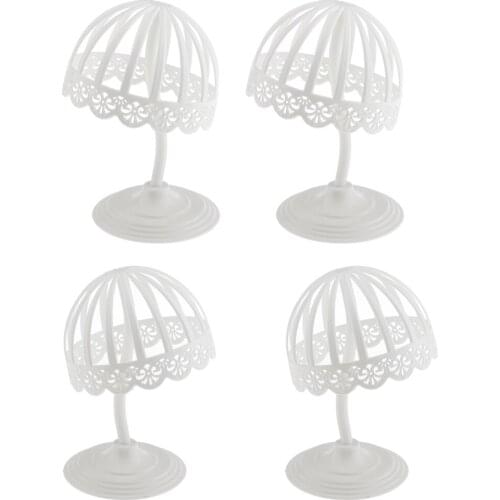 4 Pieces White Plastic Hat Caps Storage Holder Racks Helmet Display Stand Wigs Organizer Shelf for Baby