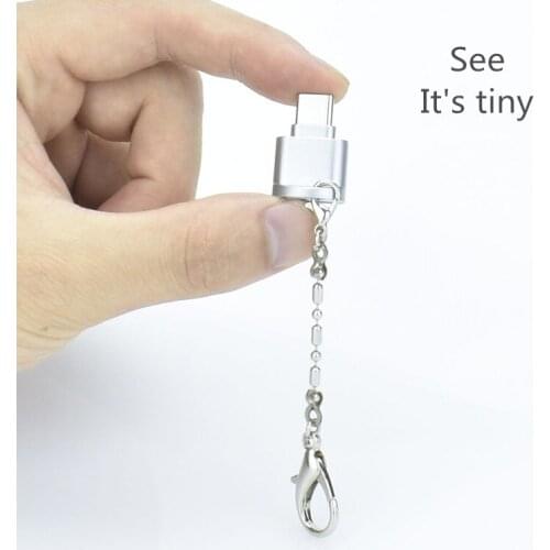 2 packs OTG USB 2.0 C Type-C card reader Adapter TF, Micro SD, High Quality， tiny mini TF micro SD card reader with key chain