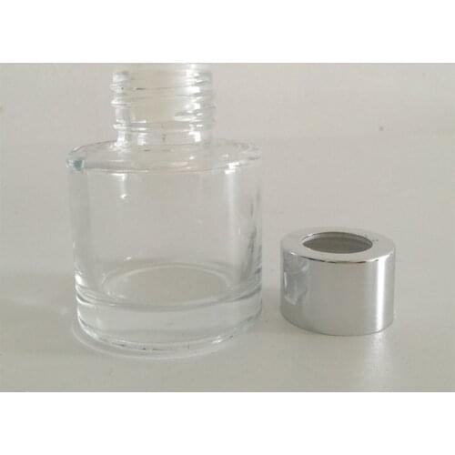 5pcs/lot 50ml Reed Diffuser Bottles Diameter 5cm, Height 7cm, Weight 106g(with cap) Metal Silver/Gold/Black Cap Plastic Stopper