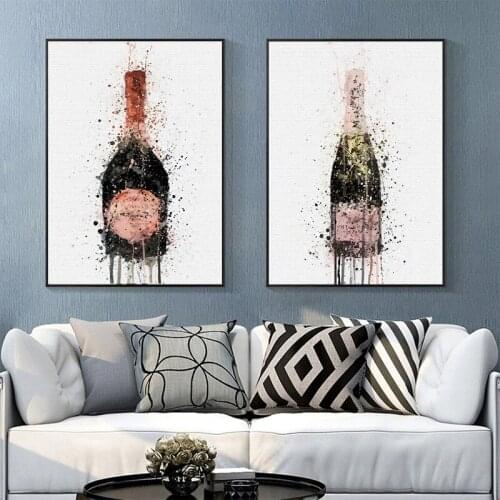 Abstract Scrawl Champagne Wall Art Spraying Canvas Painting Nordic Posters and Prints Wall Pictures for Living Room Salon Decor