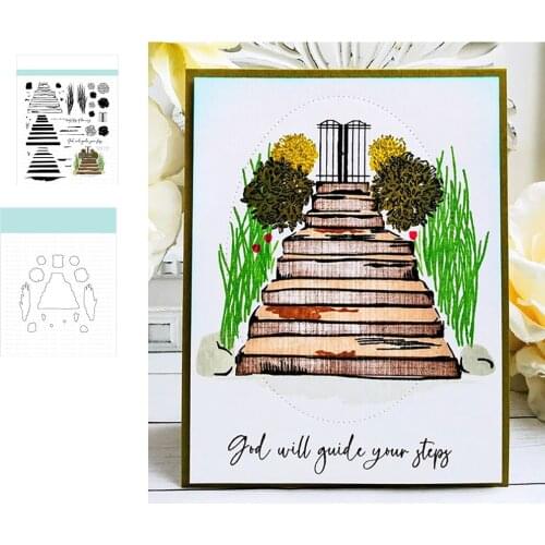 Trees Flowers Background Forest Grass Greeting Card Printing Metal Cutting Dies Stamp DIY Scrapbooking Craft Embossing Stencil
