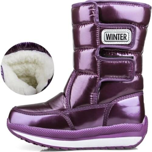 Children Snow Boots 2020 Winter Keep Warm Cotton Shoes For Girls Boys Non-Slip Mid-Calf Waterproof Platform Boots Big Size 31-40