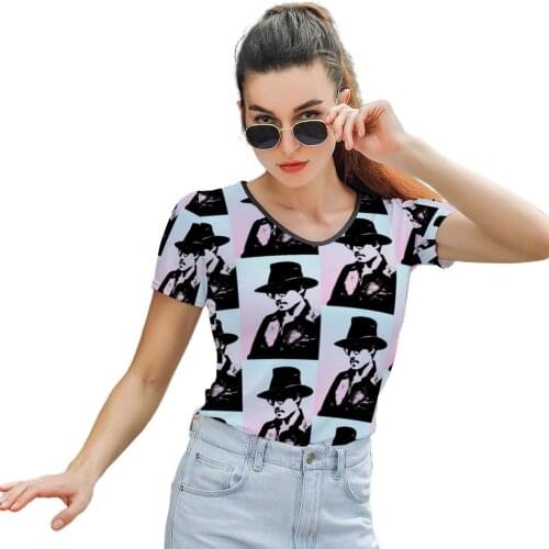 Johnny Depp T Shirt Print Lady Kawaii T-Shirt Street Fashion Short-Sleeve O Neck Polyester Tshirt