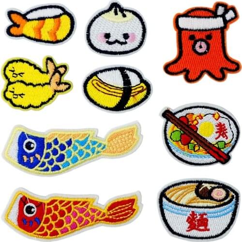 Food Diet Meals Noodles Knitting Textile Woven Sewing Accessories Patch Piece Popular Stripes Applique Stickers Personalised
