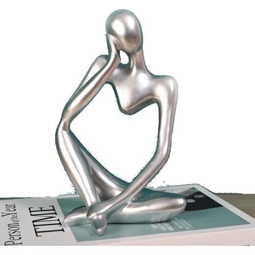 Thinker Statues Sculpture Gold Silver Stripe Room Ornament Home Desk Decoration Bedroom Office Accessories Nordic Vintage Modern