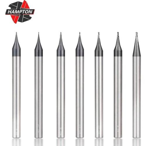 HAMPTON CNC Router Bit 2 Flute Micro Ball Nose End Mill R0.1-0.5 Tungsten Carbide End Mill 4mm Shank Mini Milling Cutter
