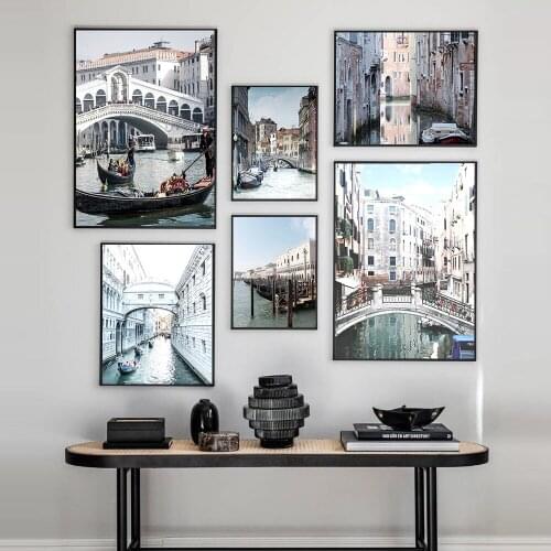 City Landscape Canvas Painting Water City Poster On The Wall Building Printings for Living Room Frameess Home Decor
