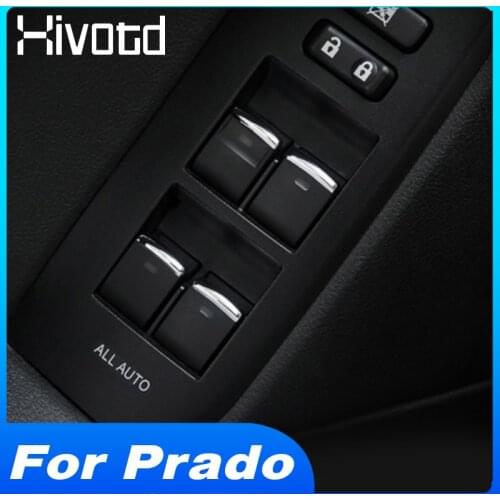 Hivotd Chrome Window Button Trim Car Styling Accessories Switch Trim Interior Decoration For Land Cruiser Prado 150 2018- 2020