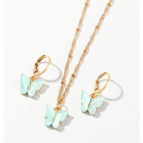 JCYMONG 2020 New Bohemian Candy Color Butterfly Pendant Necklaces For Women Trendy Beads Chian Clavicle Chian Fashion Jewelry