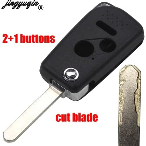 Jingyuqin Cut/Uncut Modified Flip Folding Key Shell 2/3 Button For Honda Accord CRV Jazz FRV Fit Fob Remote Key Case Cover