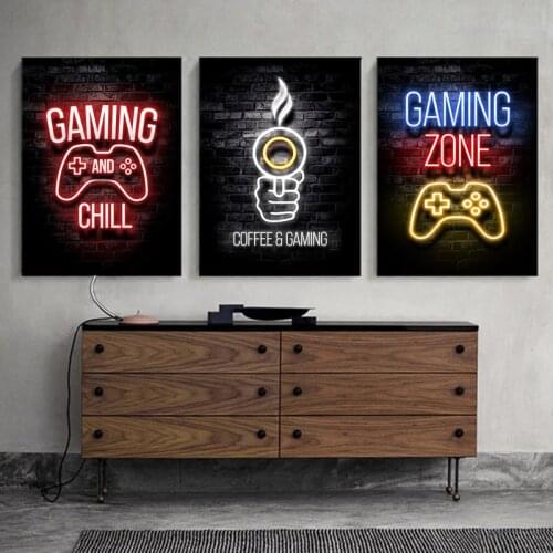Sleep Game Repeat Gaming Canvas Painting Poster Prints Gamer Wall Art Canvas Picture for Kids Boys Room Decorative Playroom
