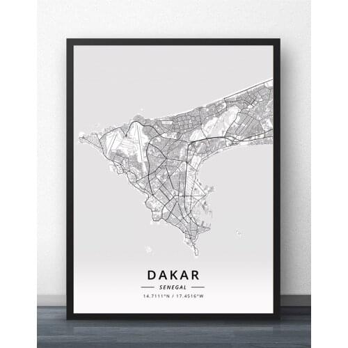 Dakar Senegal Map Poster