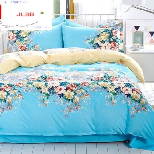 4 Pcs/Set Classic Bedding Set 4 sizes Grey Blue Flower Bed Linen Duvet Cover Set Pastoral Bed Sheet AB Side Duvet Cover 2019 Bed