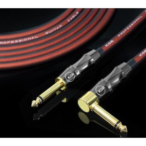 KGR 20AWG Electric Guitar Bass Audio Cable Connector Straight To Right Angle Plug Instrument Noise Reduction Shield Guitar Cable