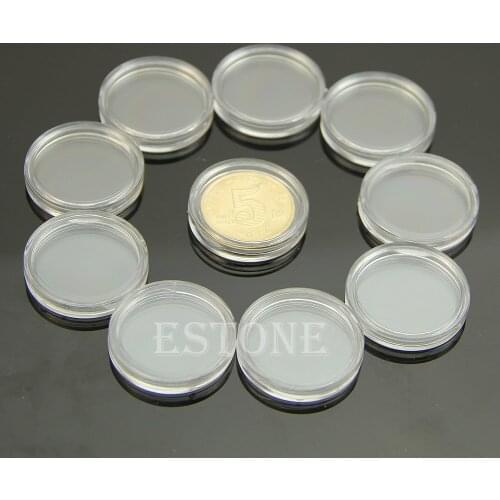 Hot 22mm Clear Round Cases Coin Storage Capsules Holder Round Plastic