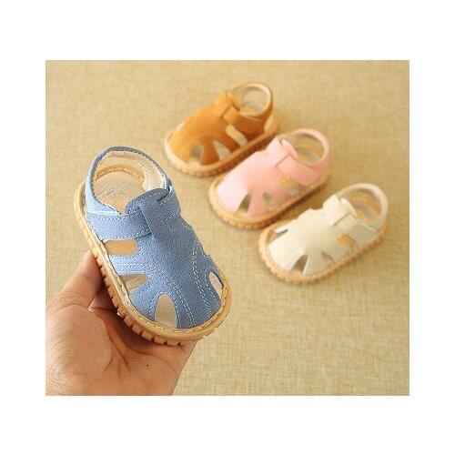 Men and baby comfortable solid color toddler sandals summer new soft bottom called shoes hollow baby sandals