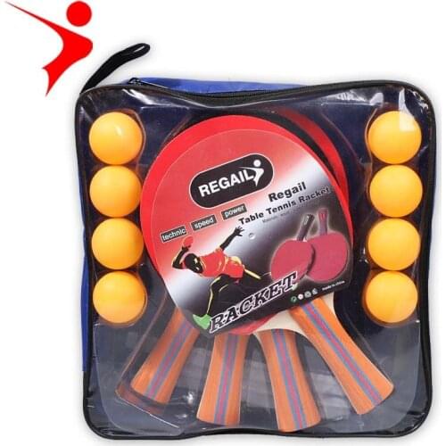 Table tennis racket combo set 4 shots 8 balls, 4 racks in one net, practice and entertainment table tennis racket customization