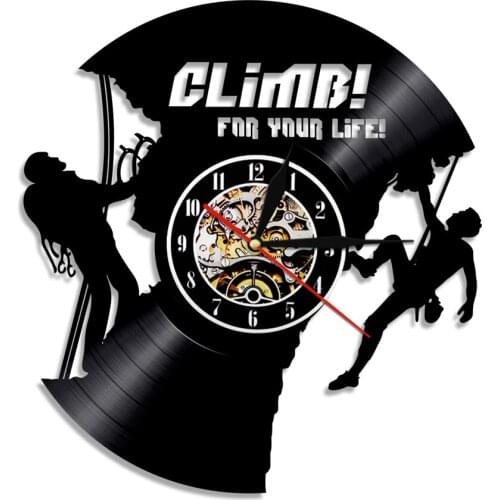 Climb For Your Life Vinyl Record Wall Clock Sport Led Light Lamp Watch Vintage Illuminated Wall Art Home Decor Climber Gift