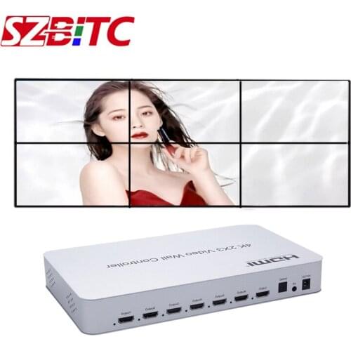 SZBITC 2x3 TV Wall Processor 3x2 2x2 4k HDMI Splitter 1 in 6 out Splicing Large Screen Video Rotation 180 with Remote Control