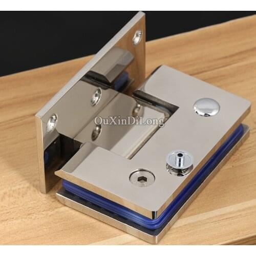 Brand New 4PCS/LOT 304 Stainless Steel Frameless Shower Glass Door Hinges 90 Degree Wall to Glass Fixed Clamps Hinges Chrome