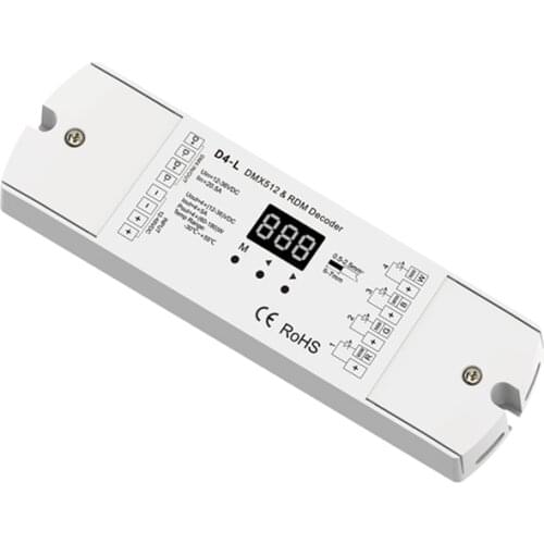 New Skydance D4-L Led DMX Decoder;DC 12V - 24V Input;5A*4CH 20A Output 4 Channel DMX512 LED RGB RGBW Strip DMX RDM Decoder