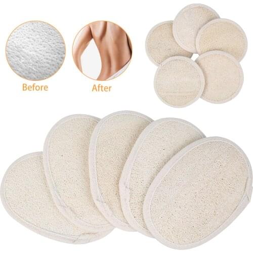 5pcs Natural Loofah Exfoliating Gloves Luffa Facial Complexion Skin Disc Disk Pads Male Female Face Cleaning Brush Washing Pads