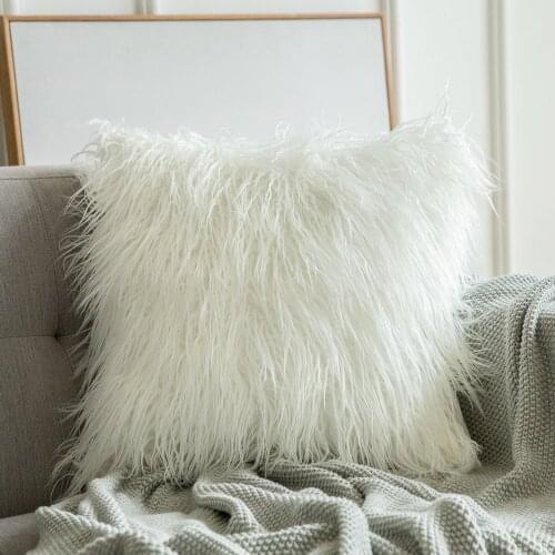 Plush Pillow Case Winter Warm Long Fluffy super soft plush pillow cushion cases covers 45x45cm