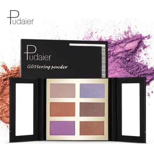 Pudaier 6 Color High Light Powder, Eye Shadow Plate Repair Magic Series, Brightening Eyeshadow Makeup Cosmetic Gift for Women
