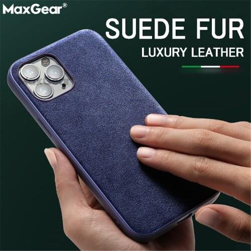 Luxury Suede Fur Leather Case For iPhone 12 11 Pro Xs Max XR X 6 7 8 Plus SE Fashion Metal Pattern Skin Silicon Cover Protection