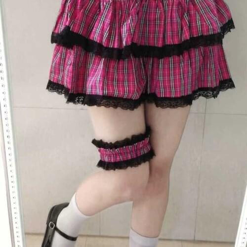 Pink black Plaid lace skirts girls Y2K Knitted Women Tops Summer Harajuku Vintage Crop Streetwear Aesthetic Cute