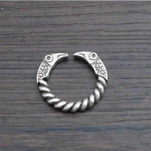 Norse Viking Odins Ravens Ring Opened Bird Head Rings