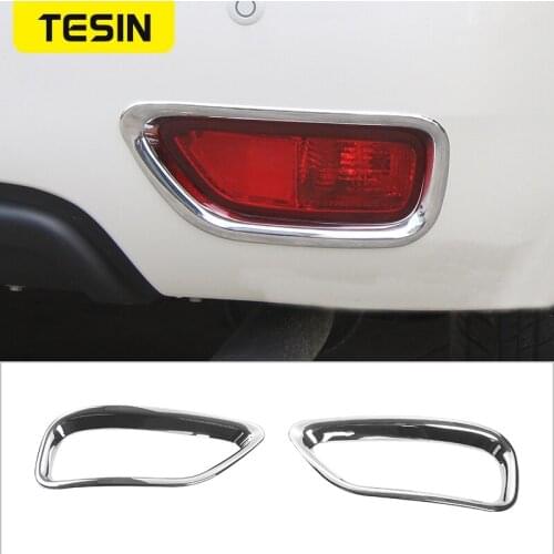 TESIN Chrome Car Rear Fog Light Lamp Decoration Cover Trim Frame Stickers for Nissan Patrol Y62 2017+ Car Accessories Styling
