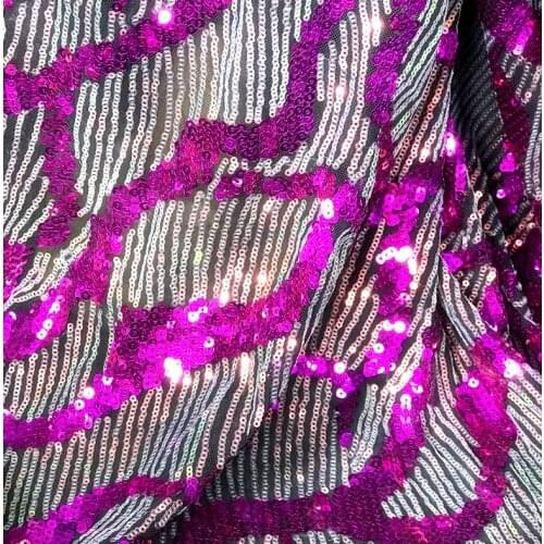 1 Yard Heavy industry laser rose red sequins water ripple wave flash custom creative designer fabric embroidery fabric