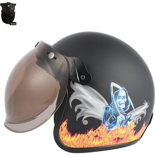 2021 New Pattern Casco Capacete DOT Approved Bubble Visor Motorcycle Helmet 3/4 Open Face Vintage Motocross Helmet Cascos