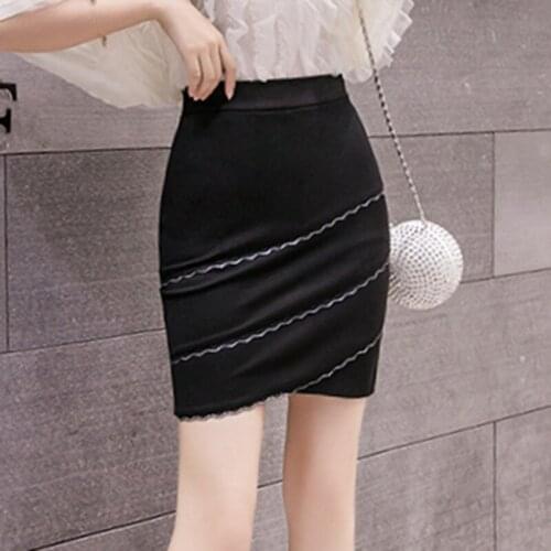 2020 Women Lace Patchwork Black Mini Skirts Womens High Waist Bodycon Skirt Sexy Korean Clothing Red Office Short Pencil Skirt
