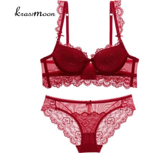 Sexy Fungus Lace Floral Bras Set For Women Push Up A B C Cup Embroidery Breathable Underwear Set Bra and Panty Set BS122
