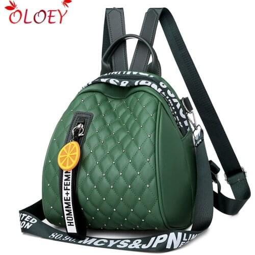 Ladies soft PU leather backpack new rivet decoration young girl student bag luxury designer ladies multifunctional travel bag