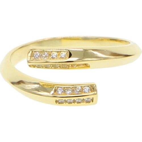 S925 Sterling Silver gold filled sparking cz opening midi finger ring for girls wedding top quality delicate adjustable ring